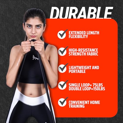 76 Inches Long Heavy Fabric Resistance Bands for Women and Men - Non-Slip, Durable Exercise Bands for Stretching, Yoga, Ho...