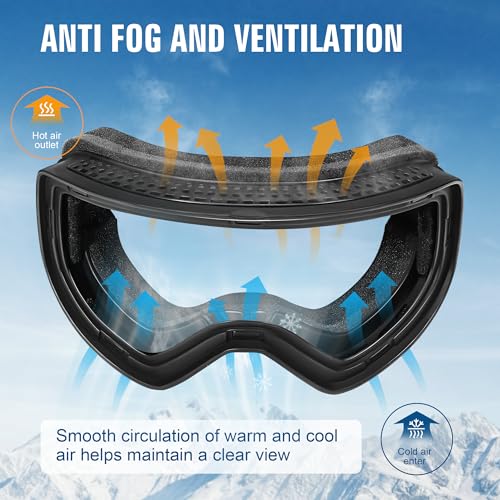 suoso OTG Ski Goggles for Men and Women, Frameless Magnetic Snowboard Goggles Anti Fog UV400 Protection Snow Glasses