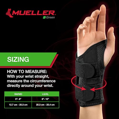MUELLER Sports Medicine Green Fitted Wrist Brace for Men and Women, Wrist Pain Relief Support, Ideal for Carpal Tunnel, Te...