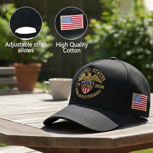 United States 250th Anniversary Baseball Hat,1776-2026 Patriotic Embroidered Adjustable Cap for Men & Women