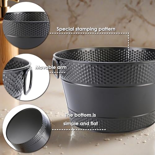 Metal Ice Bucket Galvanized Beverage Tub, Drink Buckets Large Cooler for Wine Beer Champagne Cocktails for Catering, Bars,...