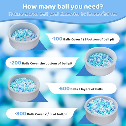 MoonxHome Ball Pit Balls for Toddlers, BPA Free Crush Proof Plastic Toy Balls for Ball Pit, Children's Pool Water Toys, Ma...