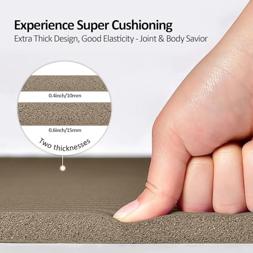 Yoga Mat Non Slip NBR Extra Thick Yoga Mat, 72"L x 32"/24"W x 0.6"/0.4"TH (185cm x 80cm/61cm x 15mm/10mm), Anti-Tear Exerc...