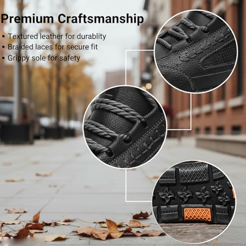 CrazySavage Mens Casual Leather Orthopedic Handmade Boots Fashion Mid Top Walking Driving Shoes Waterproof Arch Support Sp...