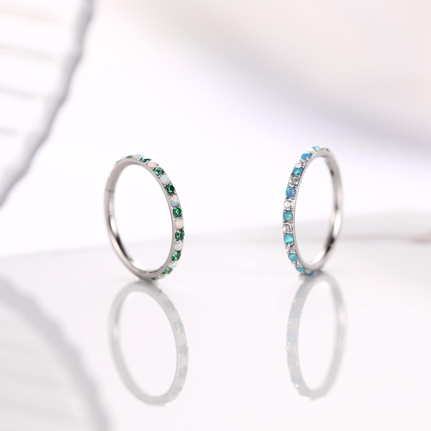 FUNLMO 16G Cartilage Earring Septum Jewelry Nose Ring Hoop Daith Tragus Helix Piercing Jewelry 8mm Silver