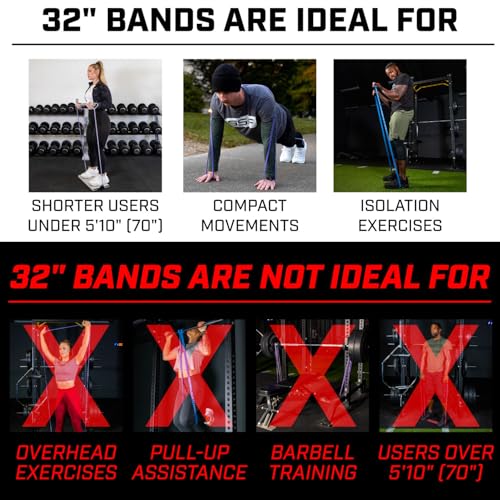 Serious Steel Fitness 32" Resistance Training Bands (Portable Exercise Band System Training Bands- Great for Individuals U...