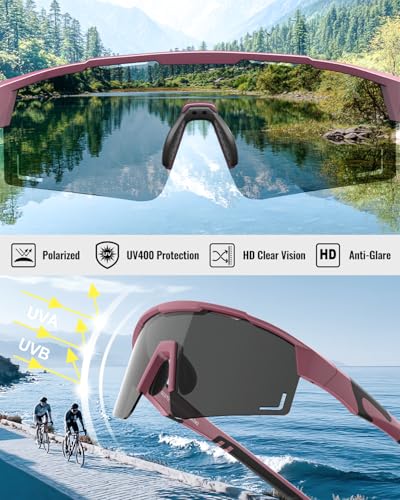 Pluxmooc Polarized Running Sunglasses for Women Men, Cycling Sports Sun Glasses for Hiking Fishing Motorcycle UV Protection