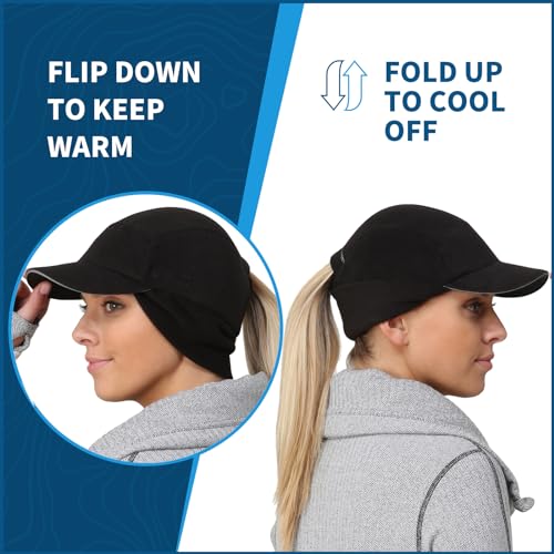 TrailHeads Fleece Ponytail Hat for Women – Trailblazer Reflective Winter Hat with Ponytail Hole for Workouts