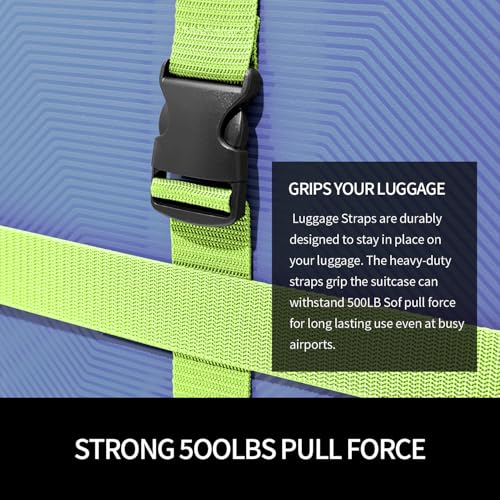 Extra-Long Heavy Duty Luggage Bands | Multi-Pack Suitcase Straps with Sturdy Metal Hooks | Secure Loose Luggage, Organize ...