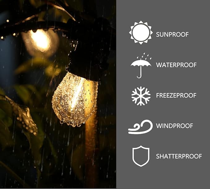 25 Pack S14 LED String Light Bulbs, 1W Shatterproof & Waterproof Outdoor Indoor Replacement Bulbs, E26 Base Edison LED Light Bulbs Warm White 2200K. (S14 25Pack)