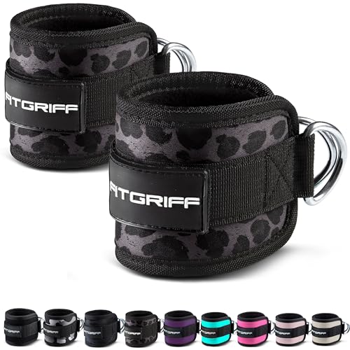 Fitgriff® Ankle Straps V1 for Cable Machine (2 Pieces) - Gym Workout Equipment - Leg Pulley Attachment, Kickback Straps