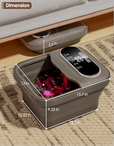 OOAMBB Collapsible Foot Spa with Heat, Bubble and Temp Control, Foot Bath Massager with XL Touch Screen and Massage Roller...