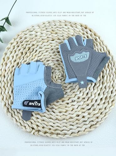 Bawnhaw Kids Fingerless Cycling Gloves Non-Slip Bike Gloves for Youth Girls Boys 3-12T, Breathable Gloves for Skating Scooter