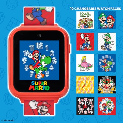 Super Mario Kids Interactive Smartwatch with Camera, Custom Watch Faces – Fits Wrists 5.5'' to 8''