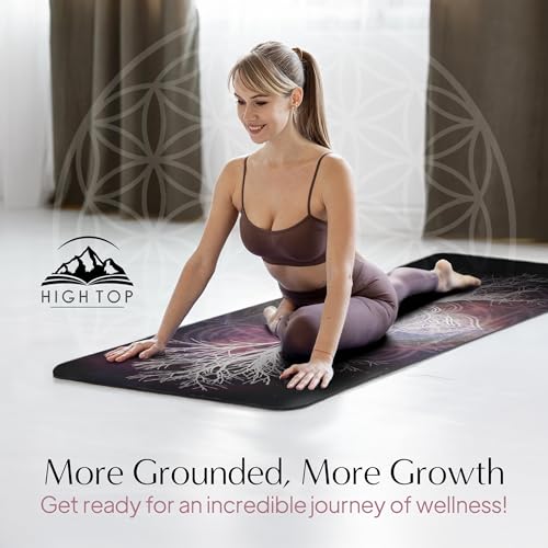 𝑯𝑰𝑮𝑯𝑻𝑶𝑷 Yoga Mat with Strap - Tree of Life/Root Chakra Design Premium Non Slip 6mm Thick for Women Men 72"x24" Yog...