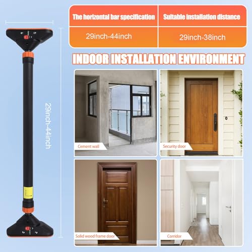Pull Up Bar, Adjustable Strength Training Bars Without Screw, Adjustable Width Chin Up Bar for Doorway, Max Load 440 Lbs