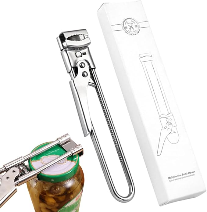 Jar Opener for Weak Hands, 2026 Upgrade Multifunctional Adjustable Stainless Steel Jar Opener, Easy to Use Stainless Steel Tight Jar Lid Opener for Seniors (1, 7.5 in)