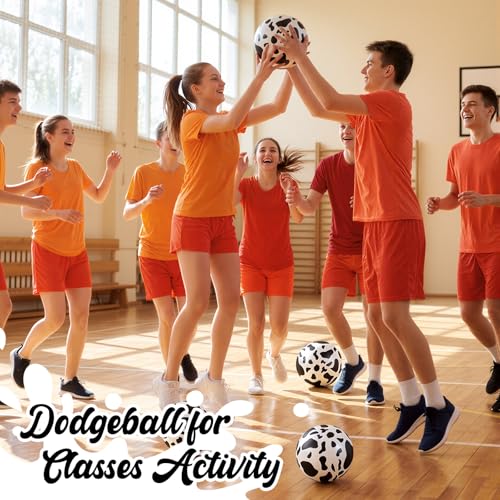 Hungdao 6 Pcs Cartoon Cow Inflatable Bouncy Balls 9 Inch Playground Beach Ball Cow Print Mini Dodgeball Kickball for Beach...