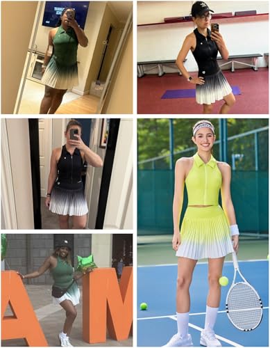 AFZ Women Two Piece Tennis Skirt Set Pleated Golf Outfits Pickleball Dress with Shorts