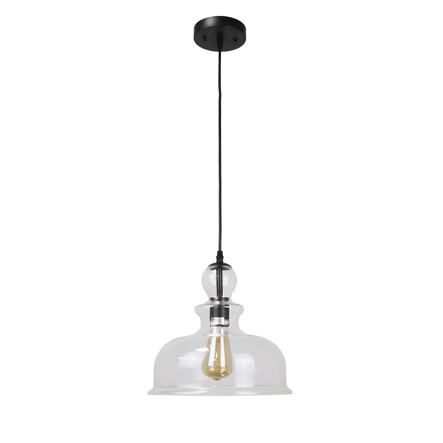 Chloe Lighting TILIAN 1 Light Ceiling Pendant, 12in Wide, Matt Black, Glass, Model CH6S804BK12-DP1