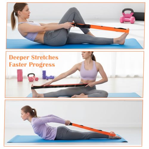 Stretch Straps with 12 Loops, Non Elastic Yoga Straps with Door Buckle for Leg Stretching, Yoga Stretching Band for Physic...