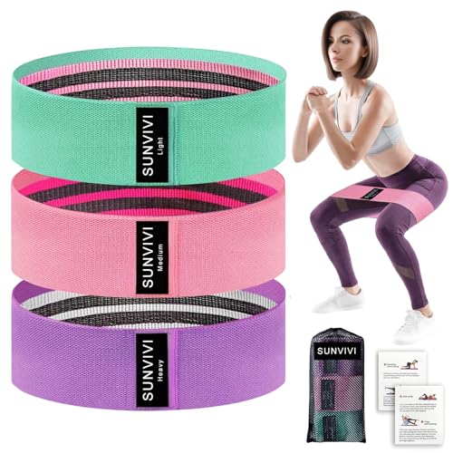 Resistance Bands for Working Out, Fabric Loop Exercise Bands for Legs and Butt, Workout Bands Set for Women and Men, 3 Boo...