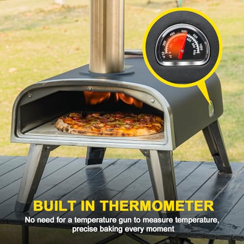 aidpiza Pizza Oven Outdoor 12" Wood Fired Pizza Ovens Pellet Pizza Stove for outside, Portable Stainless Steel Pizza Oven ...