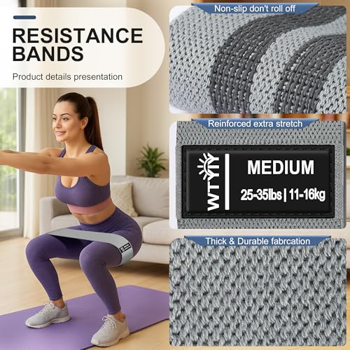 WTYIY Fabric Resistance Bands for Working Out, 3-Level Non-Slip Exercise Bands for Men and Women, Booty Bands Equipment fo...