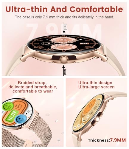 LIGE Smart Watch for Women(Dial/Answer Calls), 1.43" AMOLED HD Display, 100+ Sports Modes Fitness Tracker Watch, 5ATM Wate...