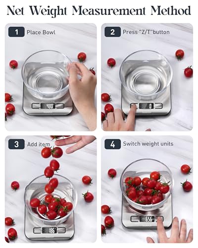 Tcsxady Food Scale, 11lb Digital Kitchen Scale with 6 Units LCD Display and Tare Function,Compact Design for Baking,Health...