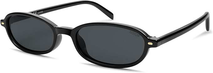 SOJOS Retro Polarized Rectangle Oval Sunglasses for Women Men,Trendy Petite Shades Skinny Rim UV400 Protected SJ2668