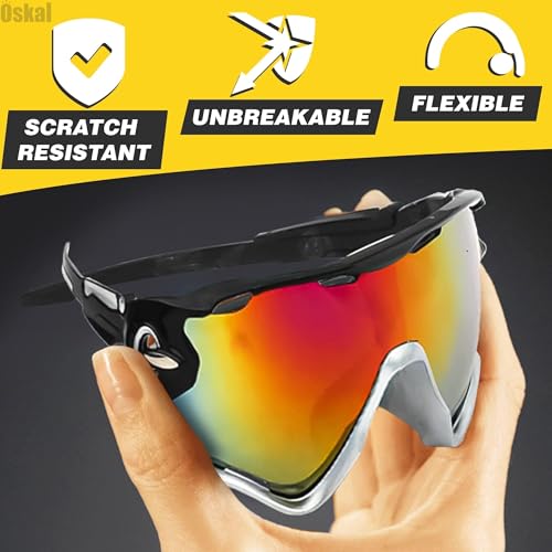 Oskal 2Pcs Running Glasses for Men – Ultra-Light & Non-Sleep Workout Glasses for Men – Sports Sunglasses Packs with Rainbo...