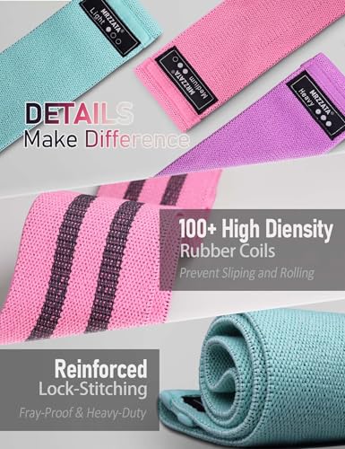 Resistance Bands for Working Out Hip and Legs, Fabric Booty Bands Set, Widen Exercise Bands for Women Men, Pilates Stretch...