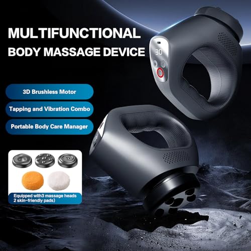 XYVIA 3D Rotating Massage Gun, Cordless Deep Tissue Body Massager with 30 Speeds & 6 Modes for Muscle Recovery & Body Scul...