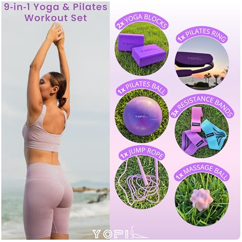 Yoga & Pilates Kit for Women – 9-in-1 Home & Studio Fitness Set with Yoga Blocks, Pilates Ring, Resistance Bands, Pilates ...