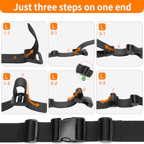 BEYOURD 2" Heavy-Duty Buckle & Straps Set: 6-Pack Side Release Plastic Buckles, 6 Yards of Thick Nylon Webbing, 12 Tri-Gli...