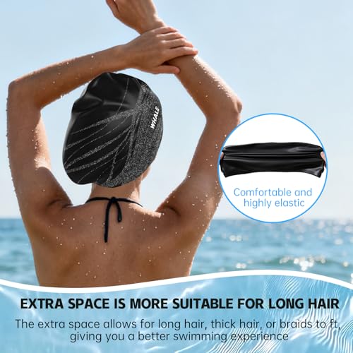 WHALE Extra Large Swim Cap Designed for Men and Women with Thick, Long Hair, Hair Extensions Or Afro-Textured Hair Long-Ha...