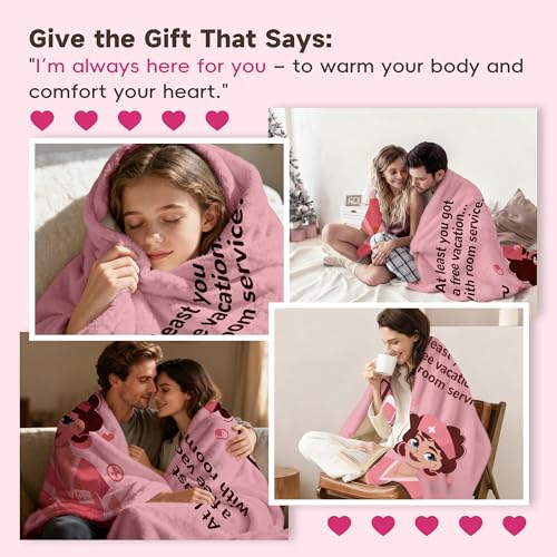 50"x70" Funny Get Well Soon Gifts for Women, Humorous Pink Thinking of You Comfort Blanket, Hilarious Surgery Recovery Gif...