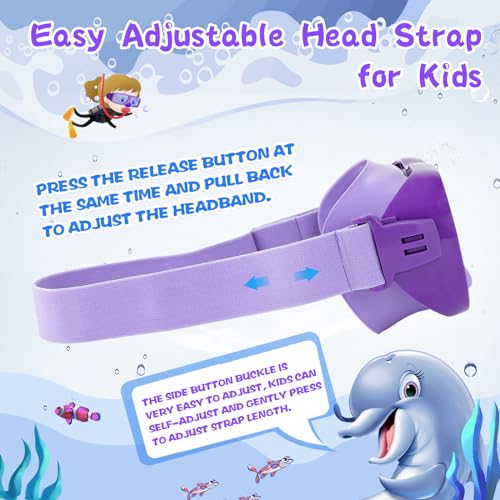 Kids Swim Goggles with Nose Cover, Anti-Leak Swim Mask with Elastic Fabric Strap, UV Protection Swimming Goggles for Kids