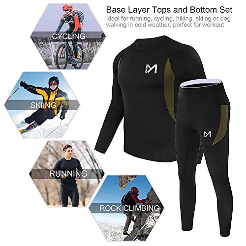 MEETYOO Thermal Underwear for Men, Winter Gear Long Johns Base Layer Top and Bottom Set for Skiing Running