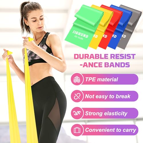 5 Pcs Resistance Bands, Professional Exercise Bands Elastic Stretch Bands for Fitness Yoga Pilates Stretching Strength Tra...