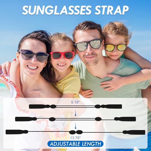 Edifeel Adjustable Glasses Strap, Anti-Slip Sunglasses Strap for Sports, No Tail Glasses Holder Cord, with Steel Wire Cabl...