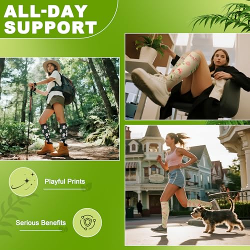 Compression Socks for Women & Men 6 Pairs,20-30mmhg Knee High Compression Socks for Running,Athletic,Travel