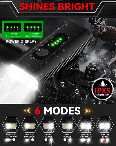 DARKBEAM Bike Headlight Rechargeable USB-C, Bicycle Lights 4000LM Ultra Bright, Mountain Bike Light Set for Night Riding, ...