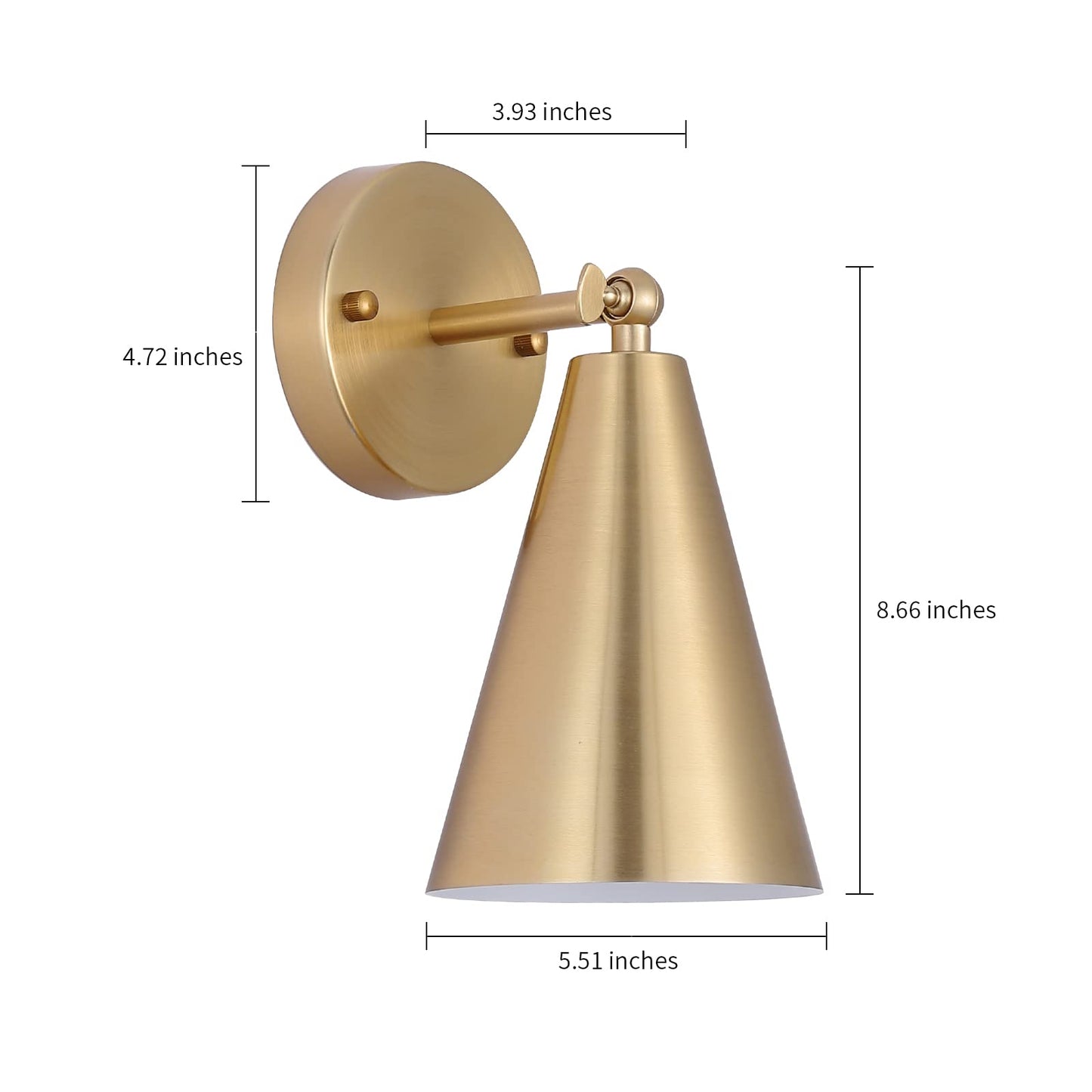 MWZ Gold Wall Sconces Set of Two, Wireless Dimmable Indoor Lighting with Remote Control, Adjustable Angle, Model W-XL115