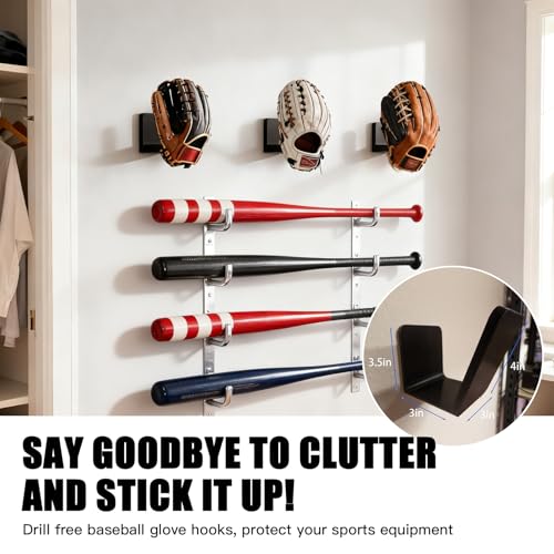 Xiobq Baseball & Softball Glove Wall Mount, No-Drill Damage-Free Installation, Preserves Glove Shape, Perfect Organizer fo...