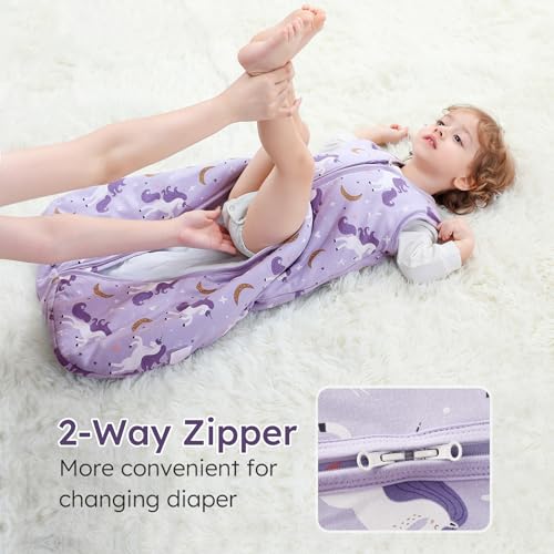 Yoofoss Baby Sleep Sack 6-12 Months, TOG 2.5 Baby Wearable Blanket with 2-Way Zipper, 100% Organic Cotton Fabric Winter Ne...