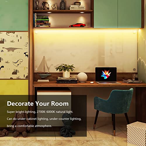DAYBETTER Under Cabinet Lights, 6 PCS Under Cabinet Lighting with Remote, Dimmable LED Strip Lights for Bedroom, LED Light...