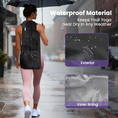 Voolra Yoga Mat Bag Backpack for Women and Men with Multi-Pockets for Mats Blocks and Accessories, Waterproof Yoga Mat Car...