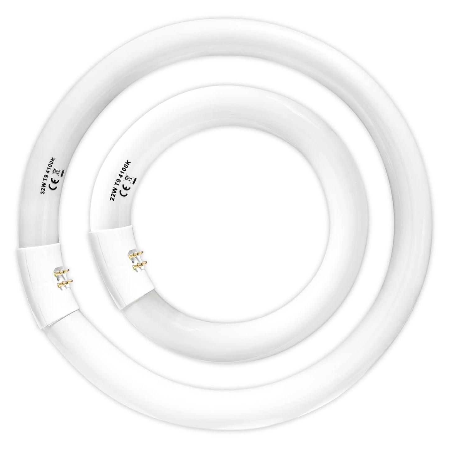 FC8T9/CW 22W and FC12T9/CW 32W Cool White Set, 8 inch T9 22 Watts Circular Light Bulbs, 12 inch 32 Watts Circline Fluorescent Bulb Round Ring Bulb CRI 80, G10q Prong